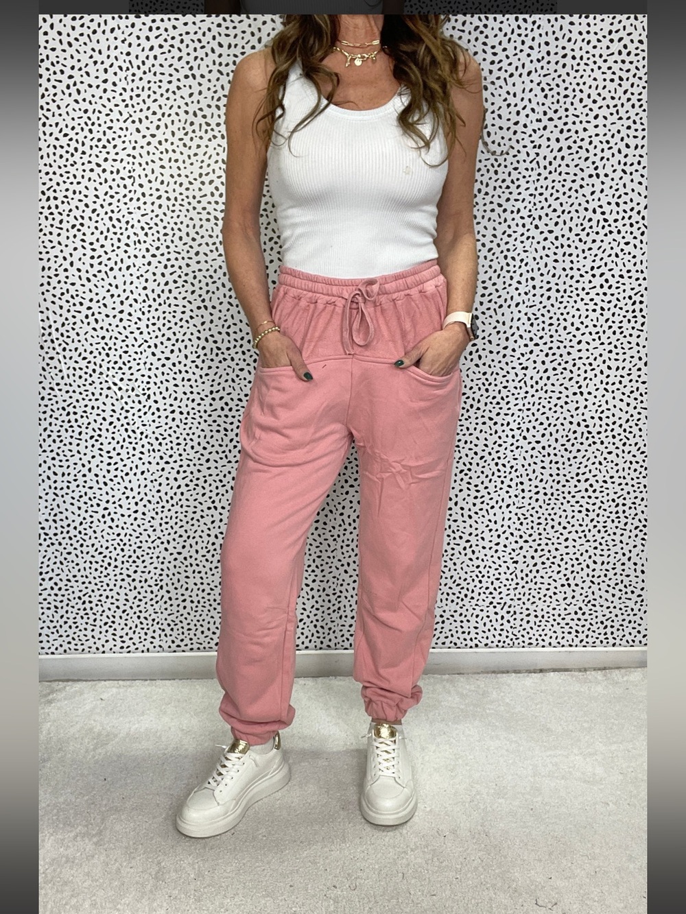 POL ROSE RUCHED SWEATPANTS